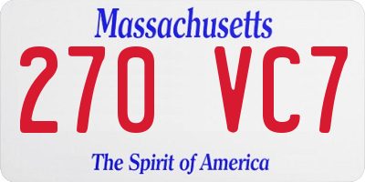 MA license plate 270VC7