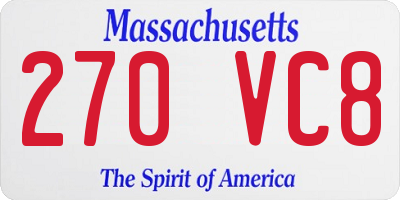 MA license plate 270VC8