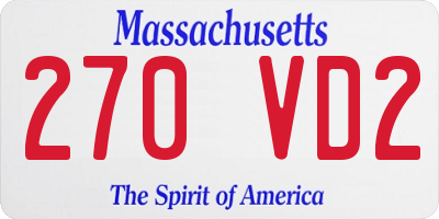 MA license plate 270VD2