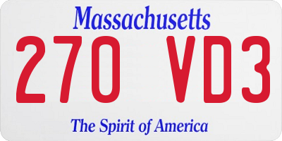 MA license plate 270VD3