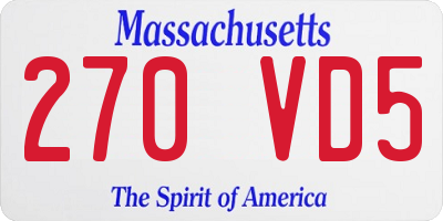 MA license plate 270VD5