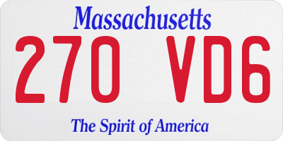 MA license plate 270VD6