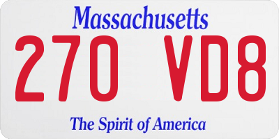 MA license plate 270VD8