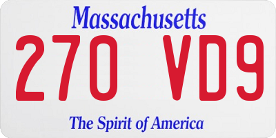 MA license plate 270VD9