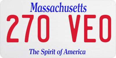MA license plate 270VE0