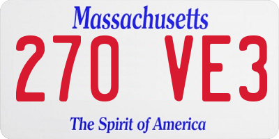 MA license plate 270VE3