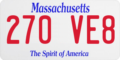 MA license plate 270VE8