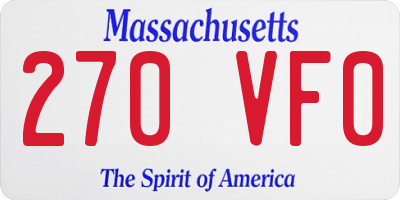 MA license plate 270VF0