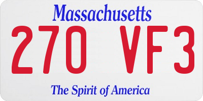 MA license plate 270VF3