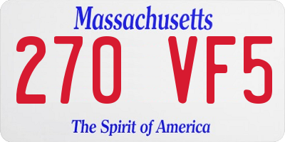 MA license plate 270VF5