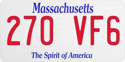 MA license plate 270VF6