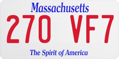 MA license plate 270VF7