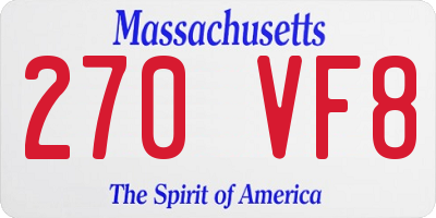 MA license plate 270VF8