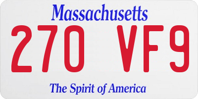 MA license plate 270VF9
