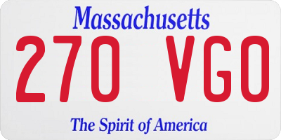 MA license plate 270VG0