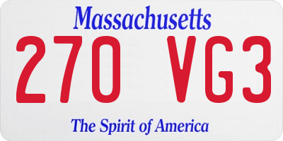 MA license plate 270VG3
