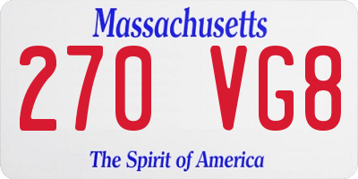 MA license plate 270VG8
