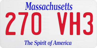 MA license plate 270VH3