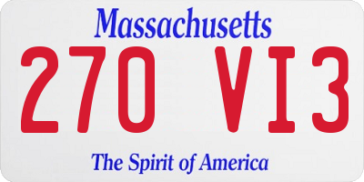 MA license plate 270VI3