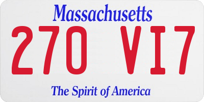 MA license plate 270VI7