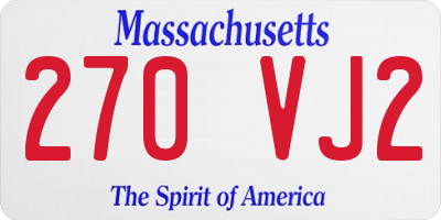 MA license plate 270VJ2