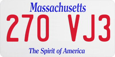 MA license plate 270VJ3