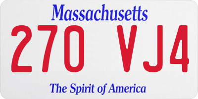 MA license plate 270VJ4