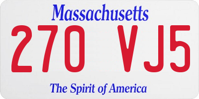 MA license plate 270VJ5