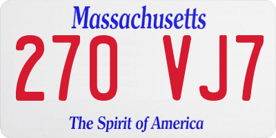 MA license plate 270VJ7