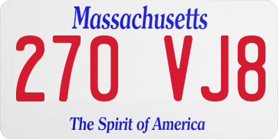 MA license plate 270VJ8