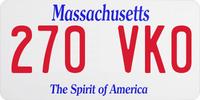 MA license plate 270VK0