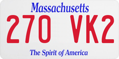 MA license plate 270VK2