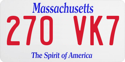 MA license plate 270VK7