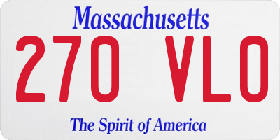 MA license plate 270VL0
