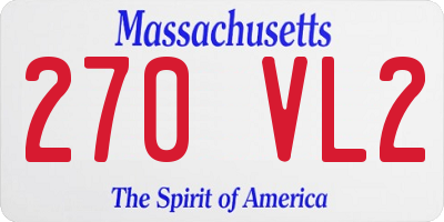 MA license plate 270VL2