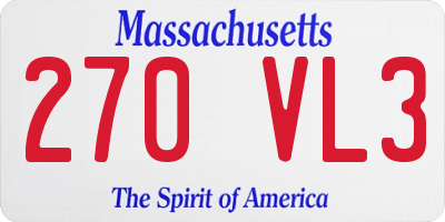 MA license plate 270VL3
