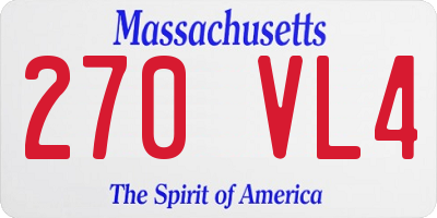 MA license plate 270VL4