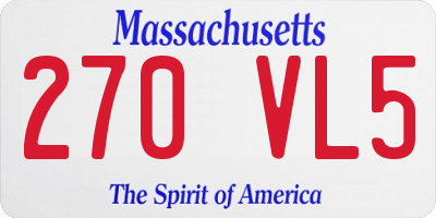 MA license plate 270VL5