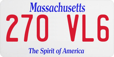MA license plate 270VL6