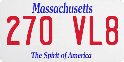 MA license plate 270VL8
