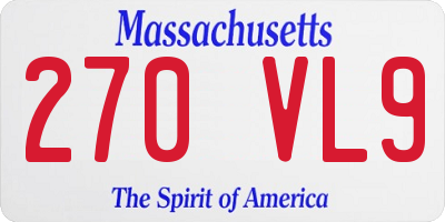 MA license plate 270VL9