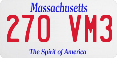 MA license plate 270VM3