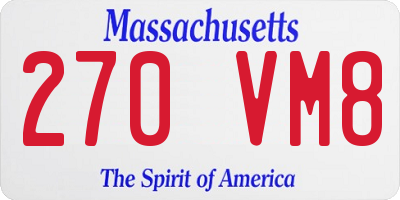 MA license plate 270VM8