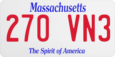 MA license plate 270VN3