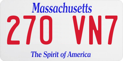 MA license plate 270VN7