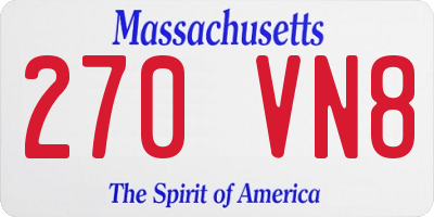 MA license plate 270VN8