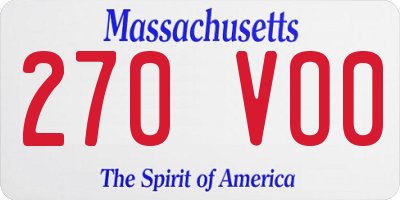 MA license plate 270VO0