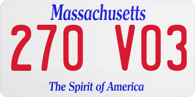 MA license plate 270VO3