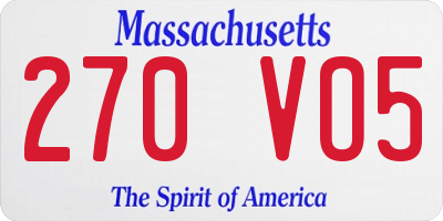 MA license plate 270VO5