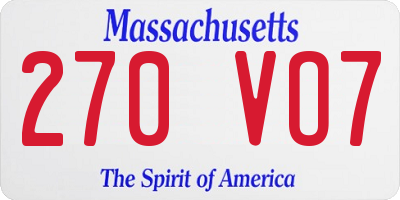 MA license plate 270VO7